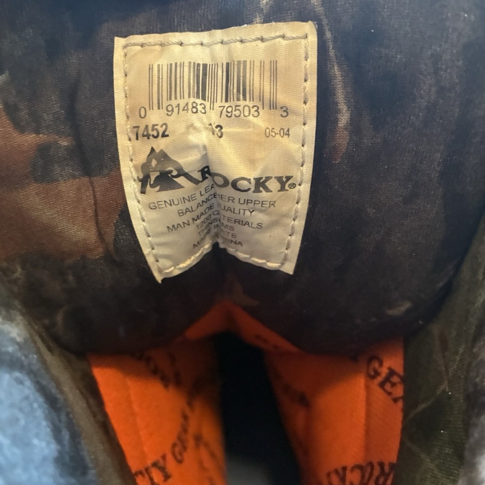 Rocky Blizzard Stalker Hunting Boots Waterproof 1200G Thinsulate 9" Camo Mens 13 - Picture 9 of 10